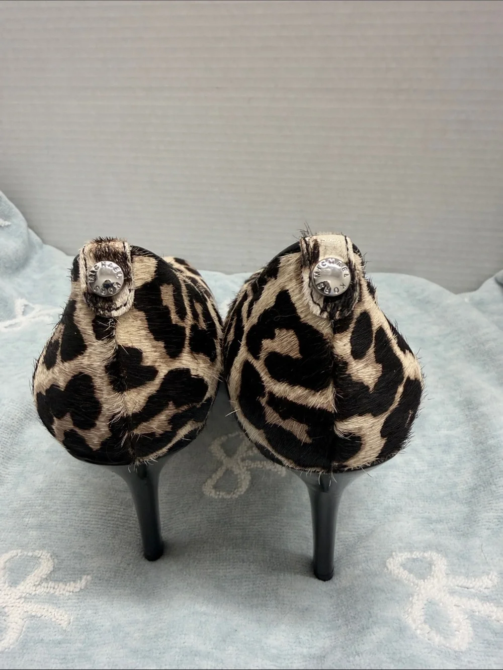 Michael Kors Leopard Print Platform Pumps in Tan and Black